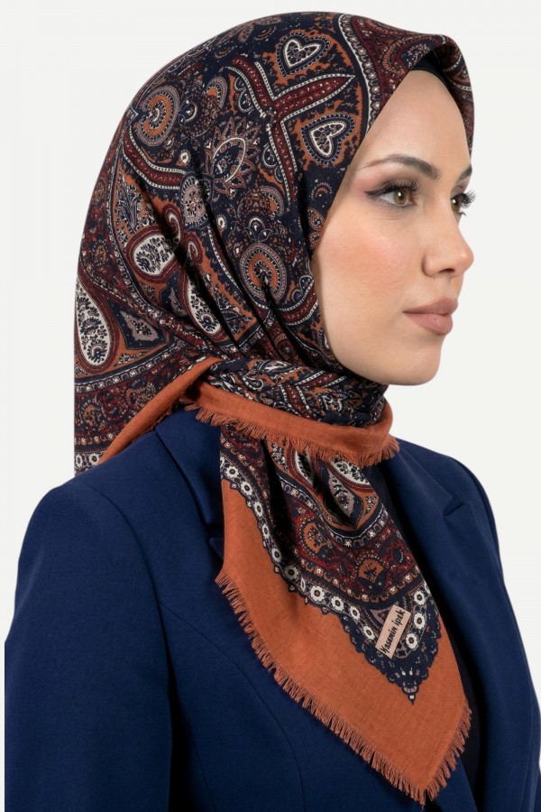Desenli Flamlı Eşarp 6519-2