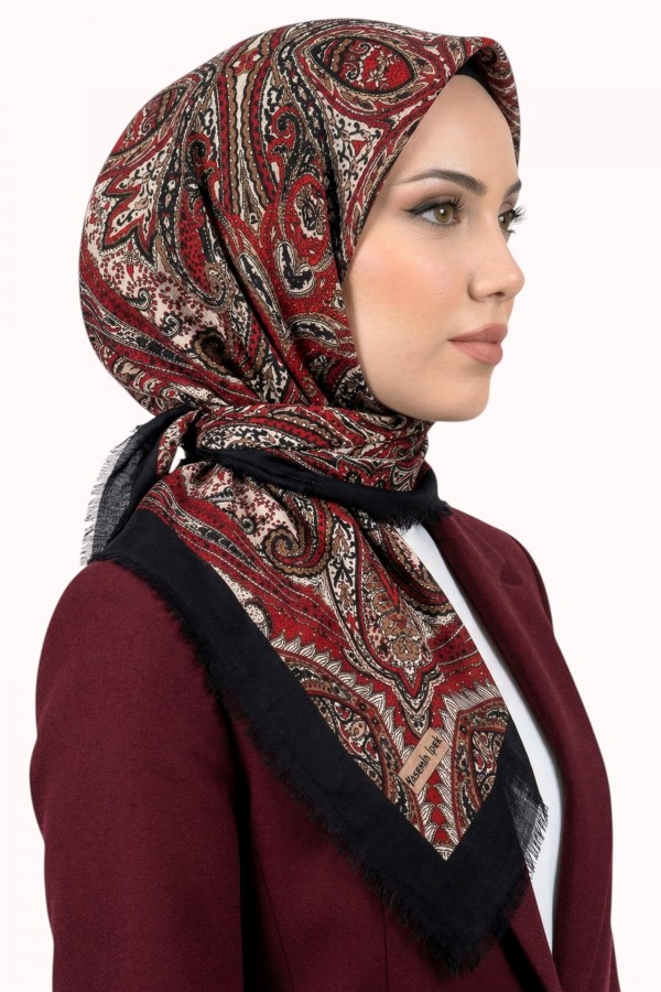 Desenli Flamlı Eşarp 6520-14