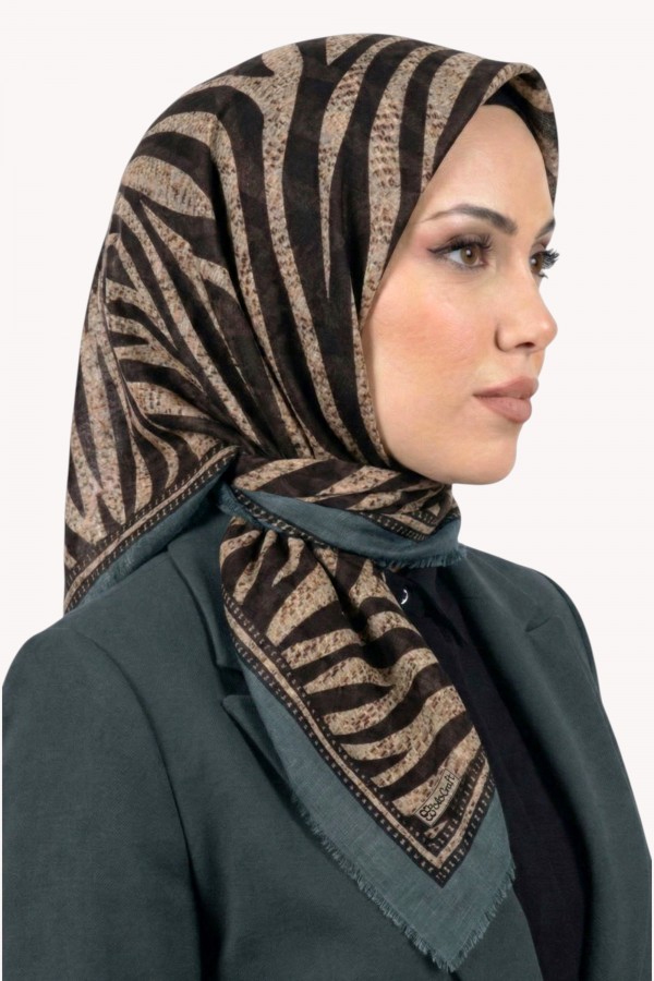 Desenli Flamlı Eşarp 6523-16