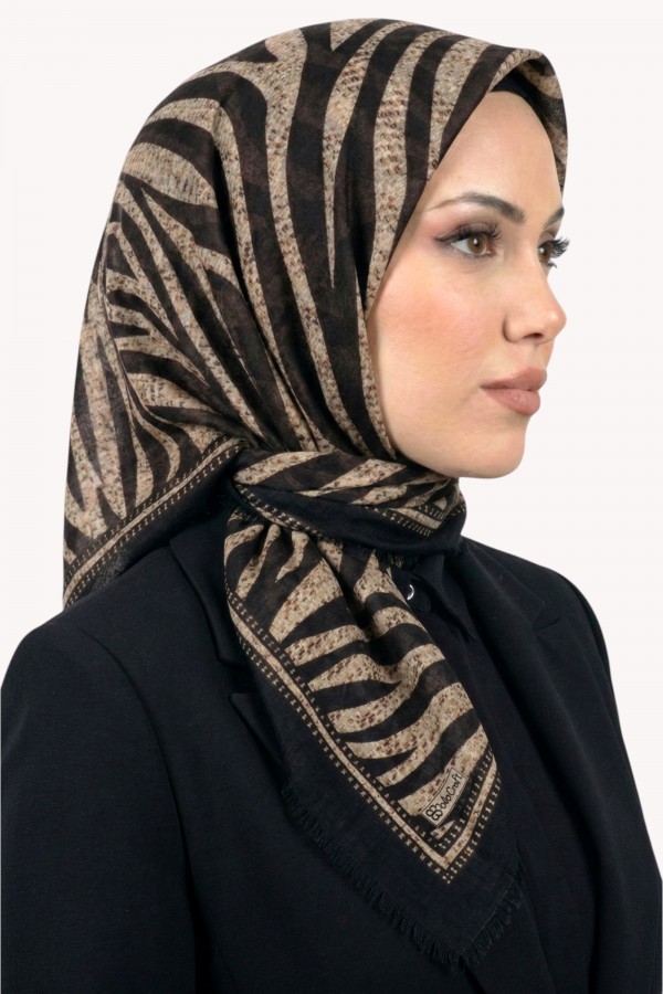 Desenli Flamlı Eşarp 6523-14