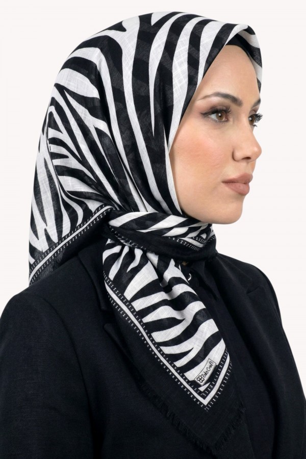 Desenli Flamlı Eşarp 6523-12