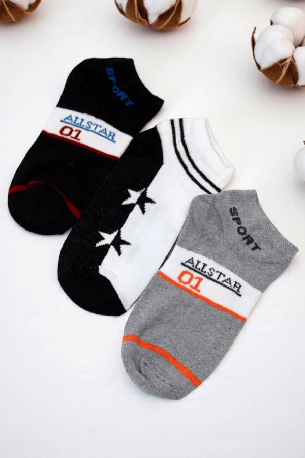 Erkek 3lü Çocuk Çorap (7-8 Yaş) 9407-3