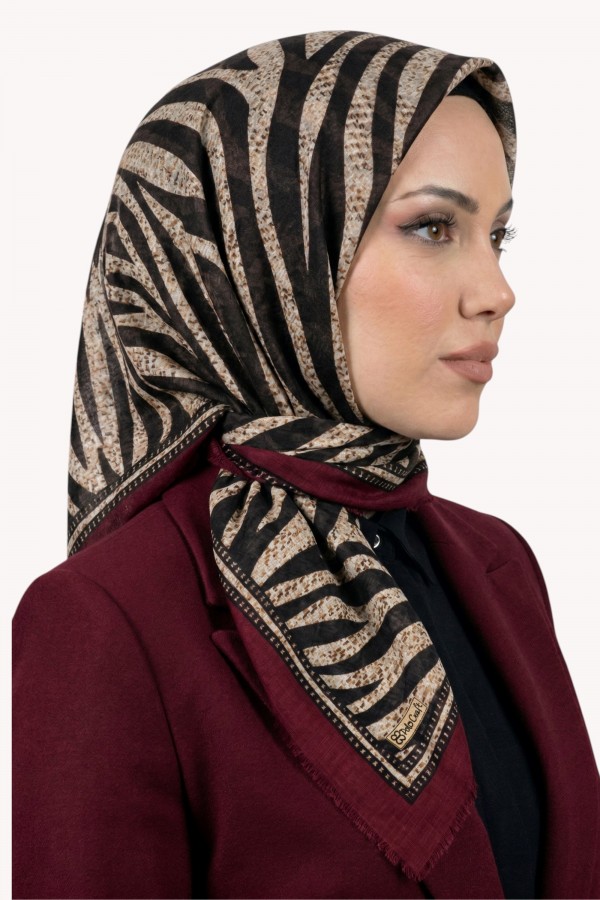 Desenli Flamlı Eşarp 6523-11