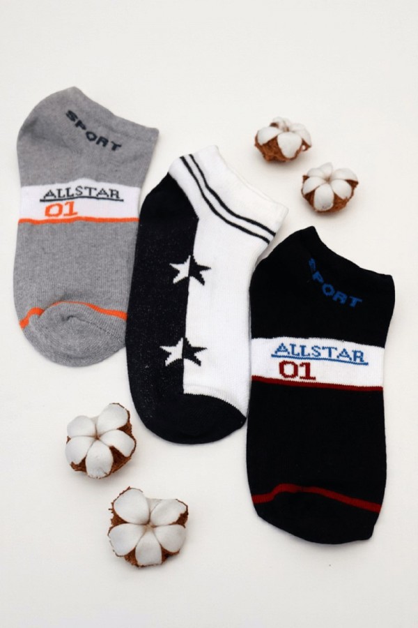 Erkek 3 Lü Patik Çocuk Çorap (9-10 Yaş) 9408-5