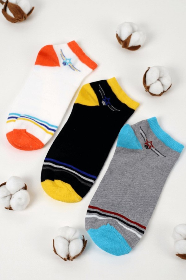 Erkek 3 Lü Patik Çocuk Çorap (9-10 Yaş) 9408-1