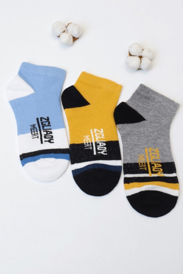 Erkek 3 Lü Patik Çocuk Çorap (5-6 Yaş) 9409-18