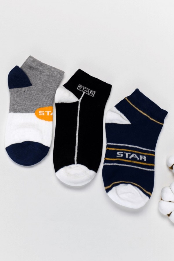 Erkek 3 Lü Patik Çocuk Çorap (5-6 Yaş) 9409-12