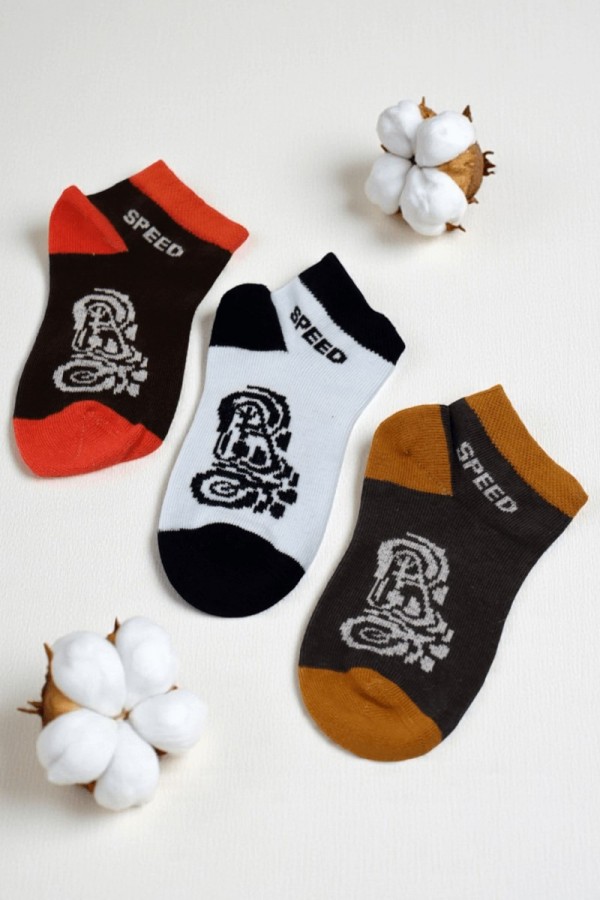 Erkek 3 Lü Patik Çocuk Çorap (5-6 Yaş) 9409-1