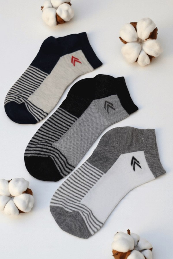 Erkek 3 Lü Patik Çocuk Çorap (5-6 Yaş) 9409-2