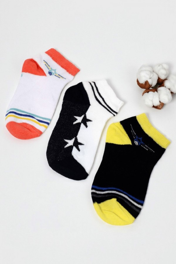 Erkek 3 Lü Patik Çocuk Çorap (5-6 Yaş) 9409-7