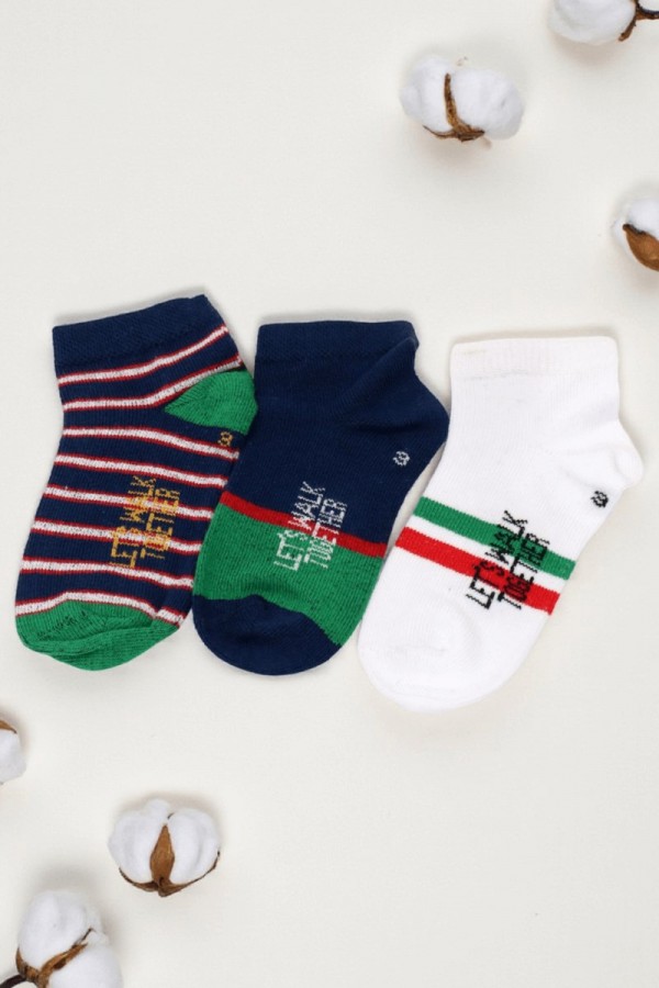 Erkek 3 Lü Patik Çocuk Çorap (3-4 Yaş) 9410-12