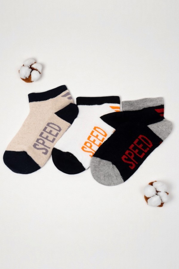 Erkek 3 Lü Patik Çocuk Çorap (3-4 Yaş) 9410-9