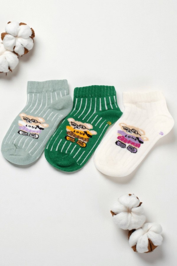 Erkek 3 Lü Patik Çocuk Çorap (3-4 Yaş) 9410-8