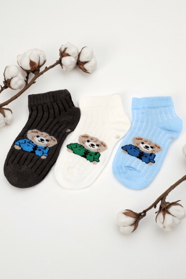 Erkek 3 Lü Patik Çocuk Çorap (3-4 Yaş) 9410-1