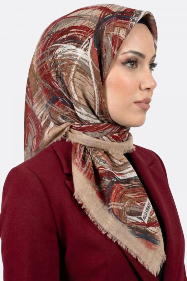 Polocraft Desenli Flamlı Eşarp 6527-18