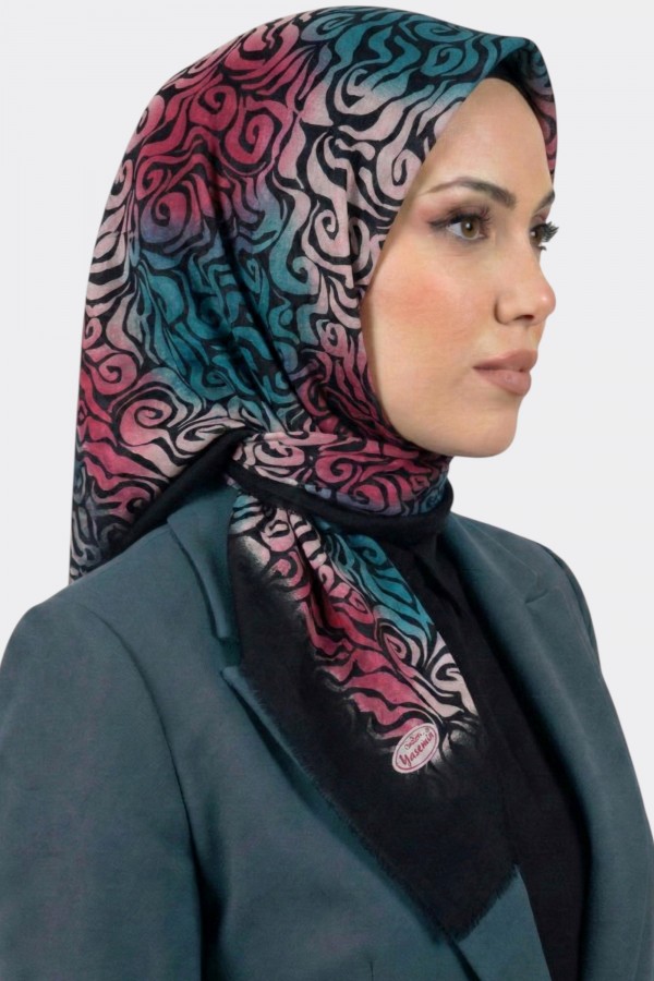 Yasemin İpek Desenli Flamlı Eşarp 6528-24