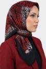 Yasemin İpek Desenli Flamlı Eşarp 6528-20
