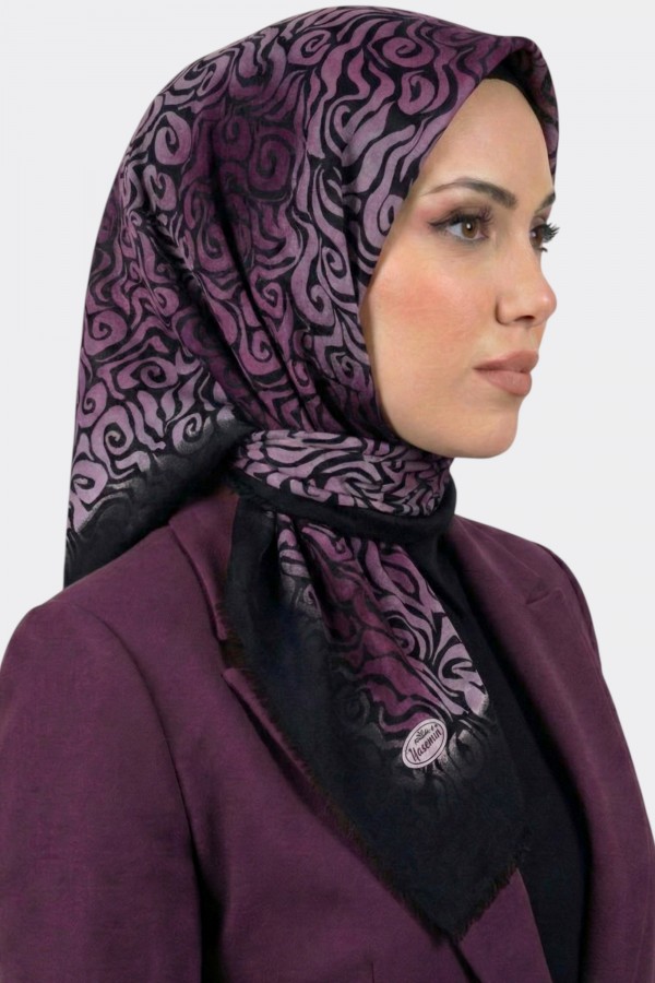 Yasemin İpek Desenli Flamlı Eşarp 6528-19
