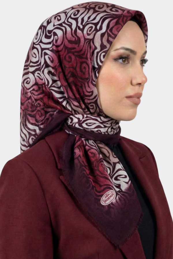 Yasemin İpek Desenli Flamlı Eşarp 6528-16