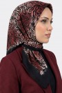 Yasemin İpek Desenli Flamlı Eşarp 6528-14