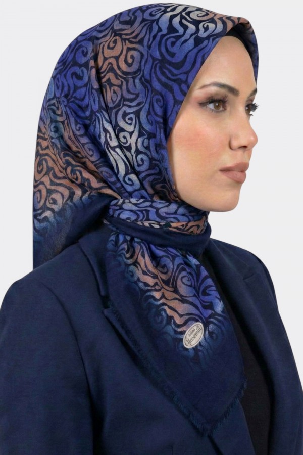 Yasemin İpek Desenli Flamlı Eşarp 6528-13