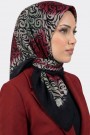 Yasemin İpek Desenli Flamlı Eşarp 6528-11