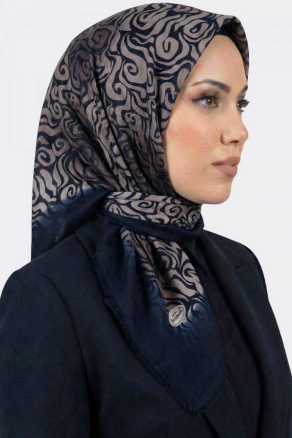 Yasemin İpek Desenli Flamlı Eşarp 6528-10