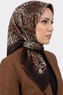 Yasemin İpek Desenli Flamlı Eşarp 6528-7