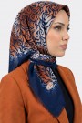 Yasemin İpek Desenli Flamlı Eşarp 6528-6