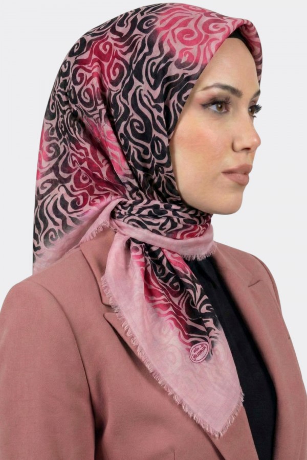 Yasemin İpek Desenli Flamlı Eşarp 6528-5