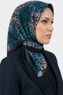Yasemin İpek Desenli Flamlı Eşarp 6528-2