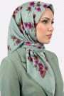 Yasemin İpek Desenli Flamlı Eşarp 6529-12