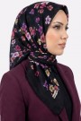 Yasemin İpek Desenli Flamlı Eşarp 6529-11