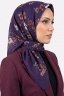 Yasemin İpek Desenli Flamlı Eşarp 6529-10