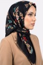 Yasemin İpek Desenli Flamlı Eşarp 6529-9