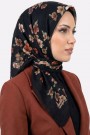 Yasemin İpek Desenli Flamlı Eşarp 6529-1
