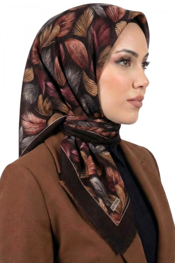 Soft İpek Desenli Flamlı Eşarp 6530-13