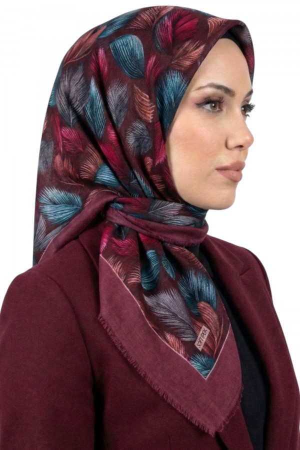 Soft İpek Desenli Flamlı Eşarp 6530-12