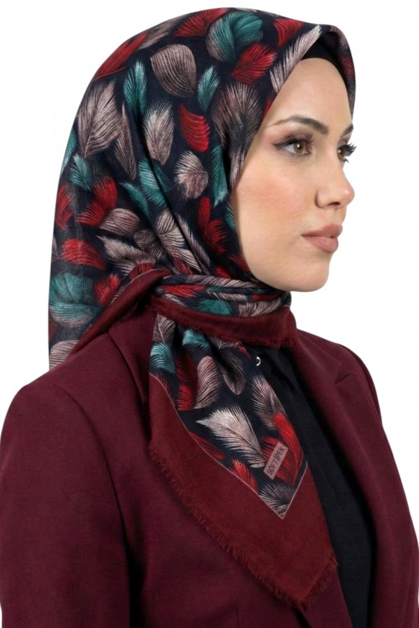 Soft İpek Desenli Flamlı Eşarp 6530-10