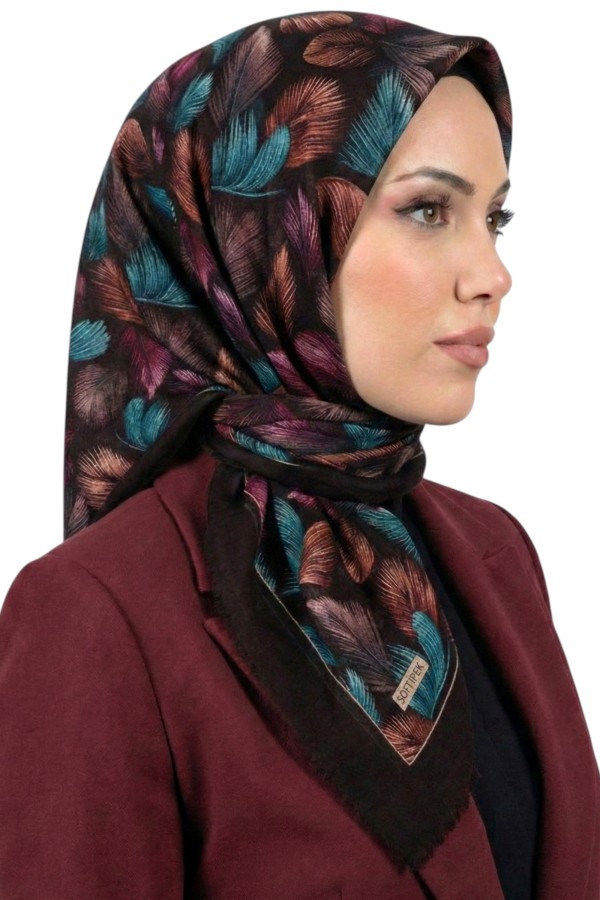 Soft İpek Desenli Flamlı Eşarp 6530-9