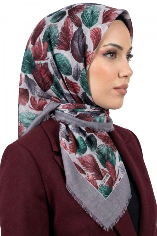 Soft İpek Desenli Flamlı Eşarp 6530-8