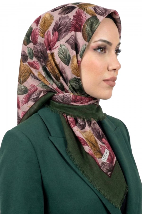 Soft İpek Desenli Flamlı Eşarp 6530-5