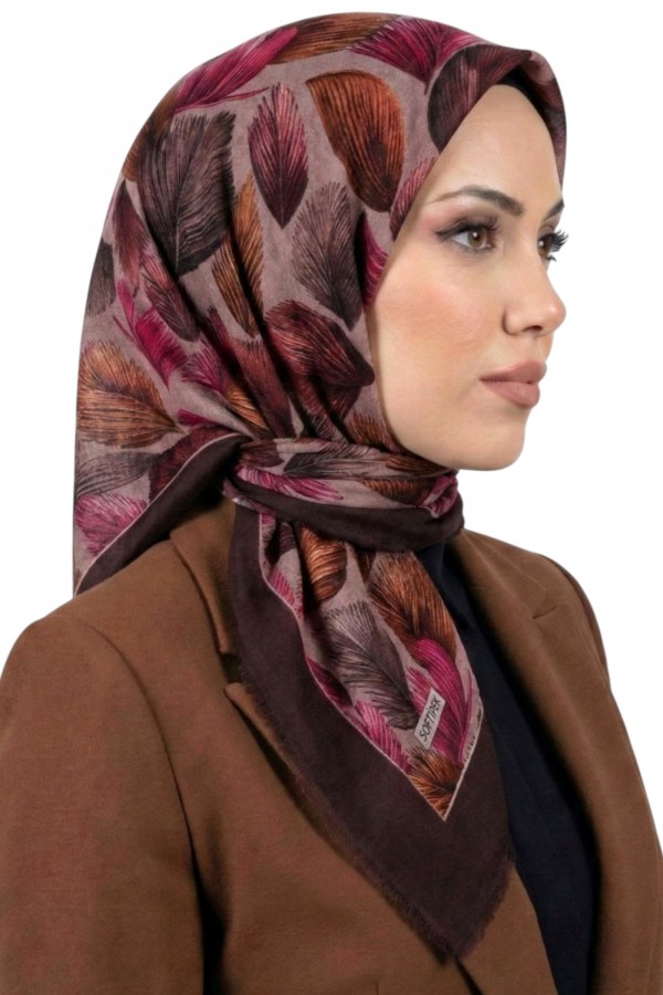 Soft İpek Desenli Flamlı Eşarp 6530-4