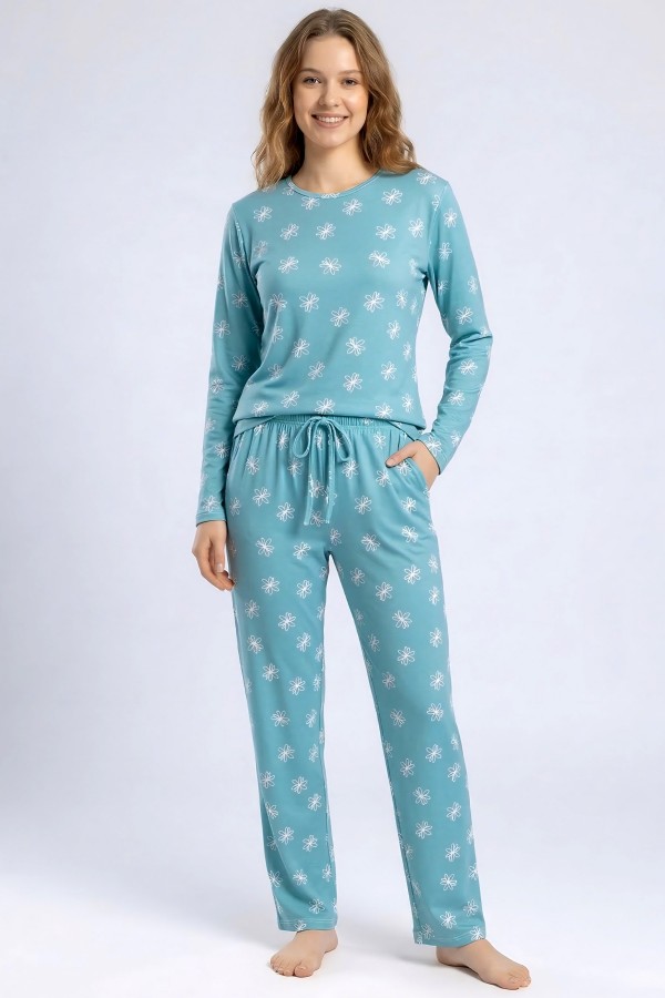 Kadın Desenli Pijama Takımı 20100-22