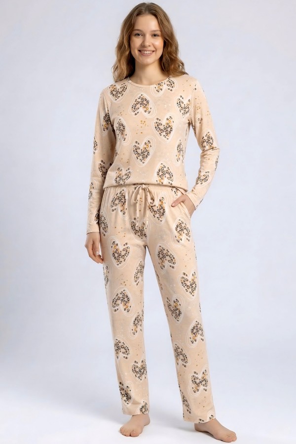 Kadın Desenli Pijama Takımı 20100-10