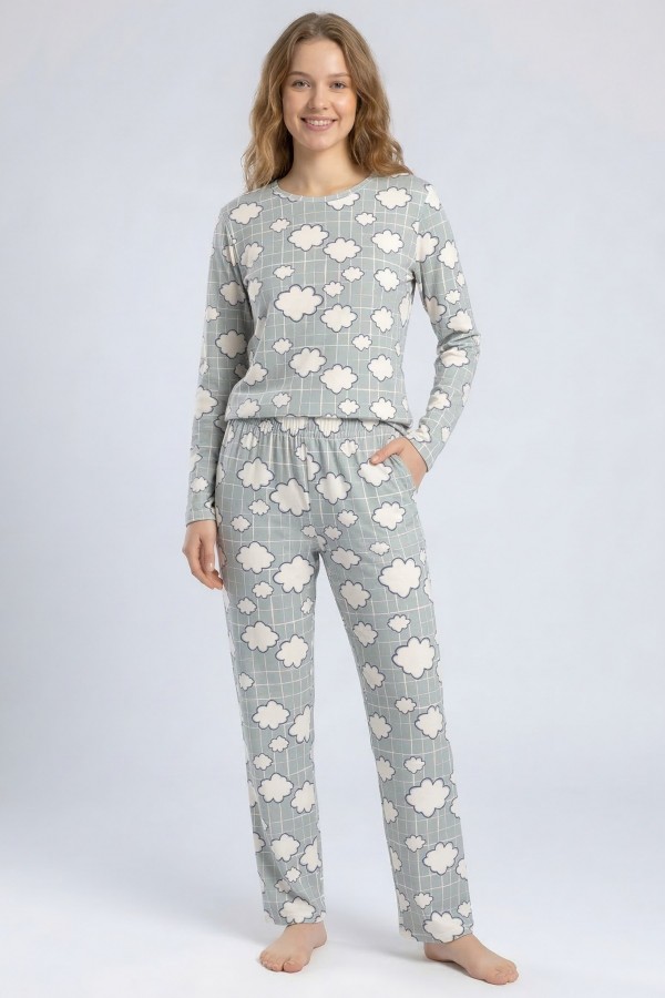 Kadın Desenli Pijama Takımı 20100-3