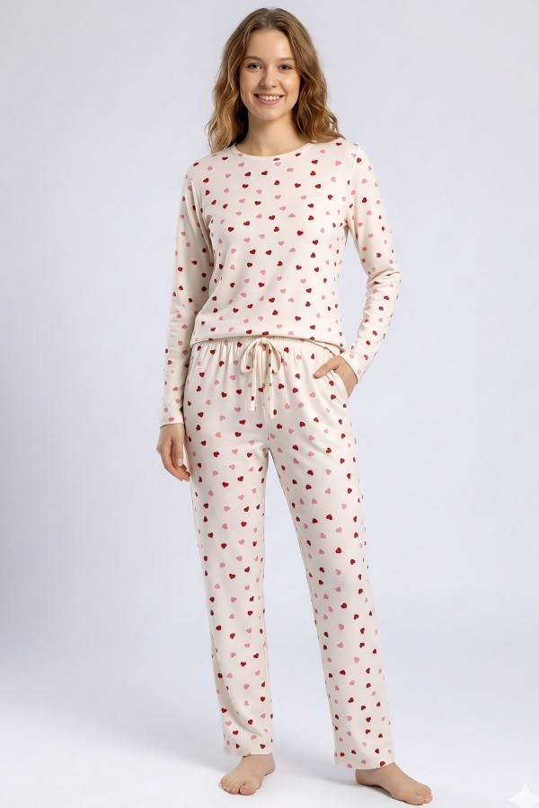 Kadın Desenli Pijama Takımı 20100-1