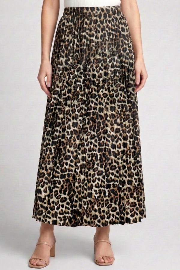 Pliseli Leopar Desenli Etek     2029-2