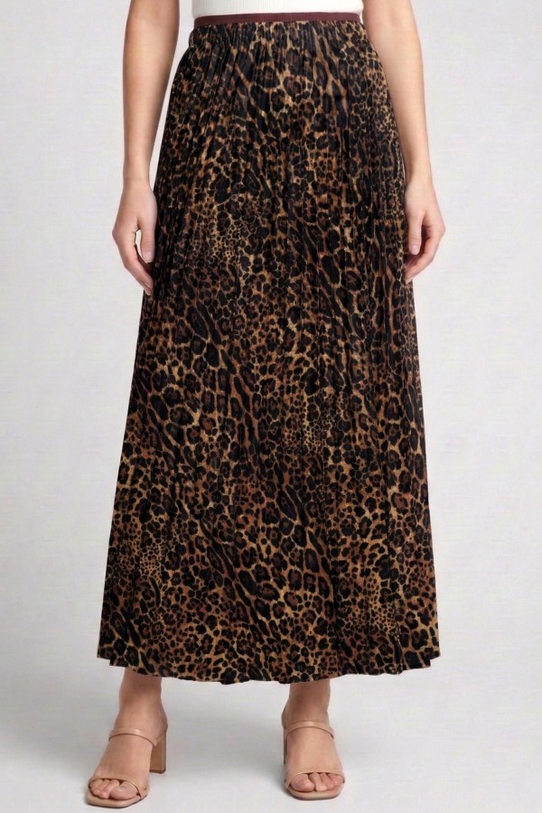 Pliseli Leopar Desenli Etek     2029-4