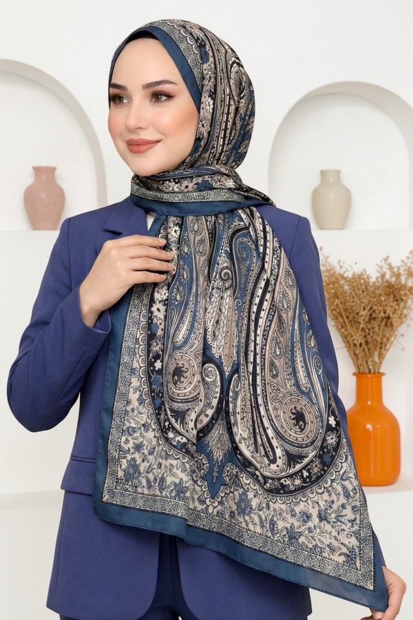 Ebruli Organik Pamuk Soft Şal 6045-17